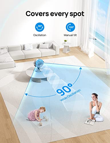 Dreo CF511S Smart Air Circulator Fan for Bedroom, 13" H Quiet Fans, 120° Vertical Manual +90° Oscillating Fan with Remote/APP/Voice Control, 70 ft, 4 Speeds, 5 Modes, 12H Timer, Table Fan for Home and Office
