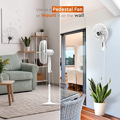 Comfort Zone CZST180SWS Smart WiFi Oscillating Stand Fan, 18 inch, 3 Speed, Wall-Mountable, Voice Control, Full-Function Timer, Adjustable Stand up to 53 inches, Tri-Curve Technology to Reduce Noise
