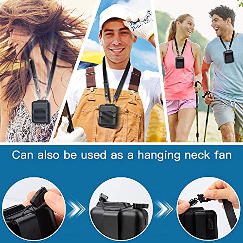 Koonie NF08 Portable Waist Fan Rechargeable, Strong Airflow 23H Working Time Hands-free Personal Necklace Fan, USB Belt Fan for Shirt, Fishing Gardening Climbing Cycling Farm Work Hiking