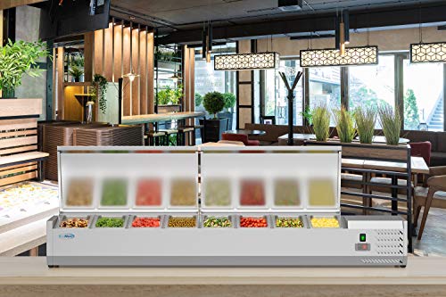 KoolMore SCDC-8P-SSL Refrigerated Prep Table 71 Inch, Silver - Pans Included