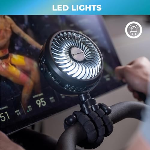 Comfort Zone MTD08-GRY Flexible Tri-Pod Stroller Fan, Rechargeable, Mini, Portable, 4 inch, 3 Speed, 2-3 Hour Charge Time, Secure Hold, Ideal for Strollers, Cribs, Car Seats, or Children’s Room