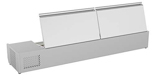 KoolMore SCDC-8P-SSL Refrigerated Prep Table 71 Inch, Silver - Pans Included