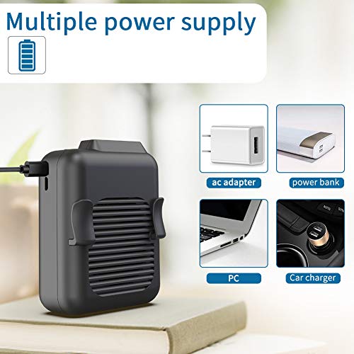 Koonie NF08 Portable Waist Fan Rechargeable, Strong Airflow 23H Working Time Hands-free Personal Necklace Fan, USB Belt Fan for Shirt, Fishing Gardening Climbing Cycling Farm Work Hiking