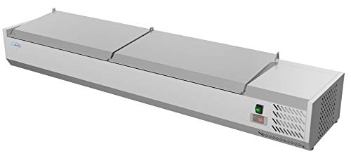 KoolMore SCDC-8P-SSL Refrigerated Prep Table 71 Inch, Silver - Pans Included