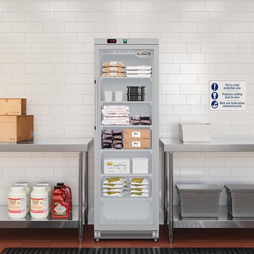 KoolMore KM-FMD12SGD 12 Cu. ft. Commercial Freezer with Glass Door in Stainless Steel-Manual Defrost, Stainless-Steel