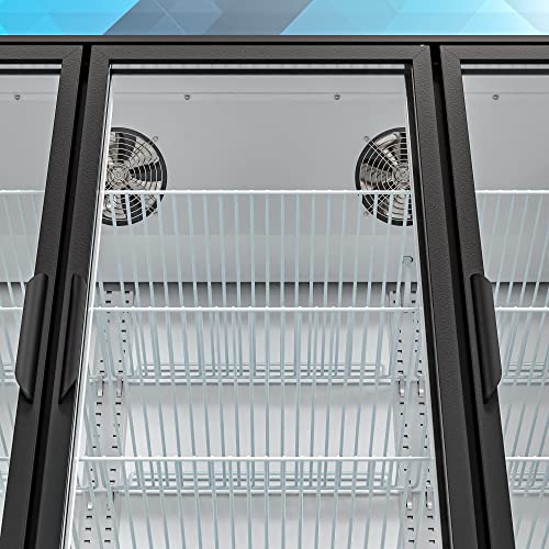 KoolMore MDR-3GD-63C 3 Glass Commercial Display Refrigerator Upright Beverage Cooler Merchandiser-56, 56 Cu. Ft. Space Saver Triple Swing Door, Black