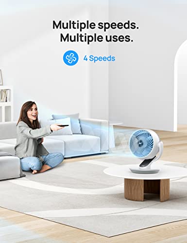 Dreo CF511 Oscillating Fan for Bedroom, 13 Inch Quiet Table Fans for Home Whole Room, 70ft Powerful Airflow, Desk Air Circulator Fan with Remote, 120° Adjustable Tilt, 4 Speeds, 8H Timer, for Office Desktop