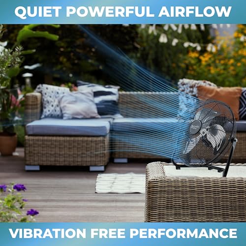 Comfort Zone CZHV12B Cradle Floor Fan, 12 inch, 3 Speed, High Velocity, 180 Degree Adjustable Tilt, All-Metal, Carry Handle, Rubber Feet, Airflow 15.42 ft/sec, Ideal for Home, Bedroom & Office