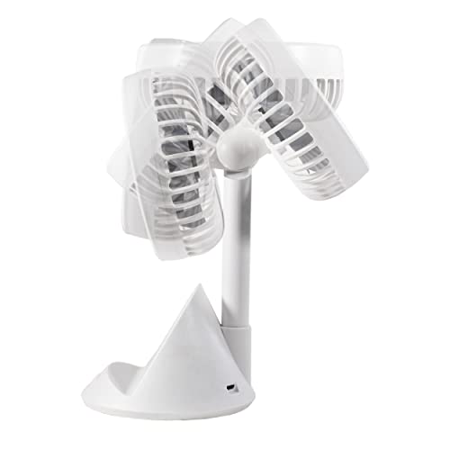 Comfort Zone CZPF401WT Rechargeable Fan with Wireless Charger, 4 inch, USB Chargeable Lithium Battery, Adjustable Tilt, Powerful & Portable, Cooling & Charging