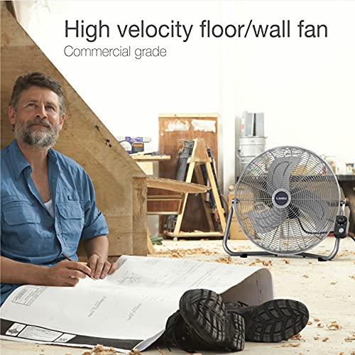Lasko 2265QM High Velocity Max Performance Floor Fan with Wall mount Option, 3 Powerful Speeds, Pivoting Fan Head for Home, Garage, Attic, 20", Black
