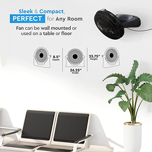 Comfort Zone CZHV201BK PowrCurve High-Velocity Wall Mountable Floor Fan with 180-Degree Adjustable Tilt, 20 inch, 3 Speed, 6 Fan Blades (Wall Bracket Included), Ideal for Home, Bedroom, Dorm & Office