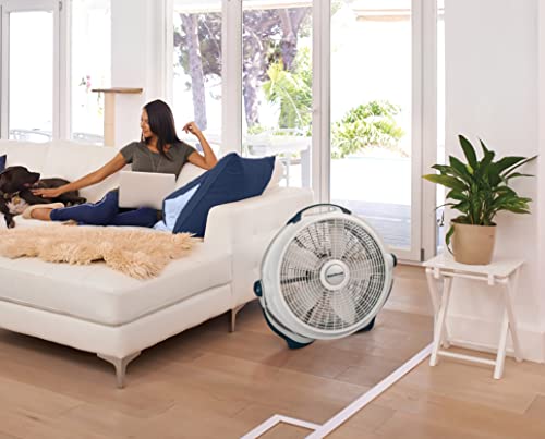 Lasko 3300 Wind Machine Air Circulator Floor Fan, 3 Speeds, Pivoting Head for Large Spaces, 20", White
