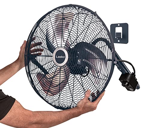 Lasko H20610 High Velocity Fan with QuickMount for Floor or Wall Mount Use, 3 Powerful Speeds for Garage, Shop, Attic, 20", Silver/Black