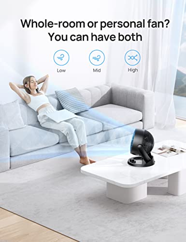 Dreo CF312 Fan for Bedroom, 12 Inches, 70ft Powerful Airflow, 28db Quiet Table Air Circulator Fans for Whole Room, 120° Adjustable Tilt, 3 Speeds, Desktop Fan for Home, Office, Kitchen