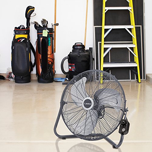 Lasko H20610 High Velocity Fan with QuickMount for Floor or Wall Mount Use, 3 Powerful Speeds for Garage, Shop, Attic, 20", Silver/Black