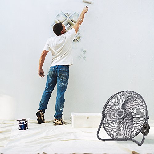 Lasko H20610 High Velocity Fan with QuickMount for Floor or Wall Mount Use, 3 Powerful Speeds for Garage, Shop, Attic, 20", Silver/Black