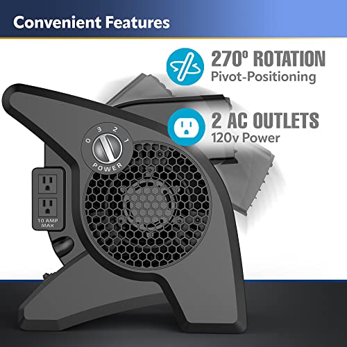 Lasko U15617 High Velocity Pro-Performance Pivoting Utility Fan for Cooling, Ventilating, Exhausting and Drying at Home, Job Site and Work Shop, 14.5, Black, Grey