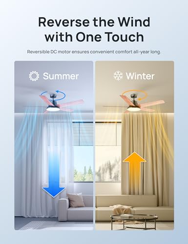 Dreo CLF521 Ceiling Fans with Lights and Remote, 52 Inch, 6 Speeds, 5 Color Tones Dimmable LED, Quiet Reversible DC Motor, 8H Timer, Black Ceiling Fan for Bedroom, Living Room, Easy to Install