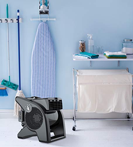 Lasko U15617 High Velocity Pro-Performance Pivoting Utility Fan for Cooling, Ventilating, Exhausting and Drying at Home, Job Site and Work Shop, 14.5, Black, Grey