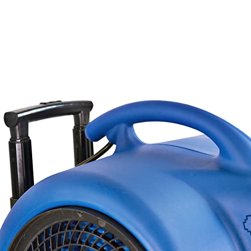 Comfort Zone CZBC101T 1 HP Stackable High-Velocity Carpet Dryer with Timer, Auto Shut-Off, Telescopic Handle, and Wheels, Blue