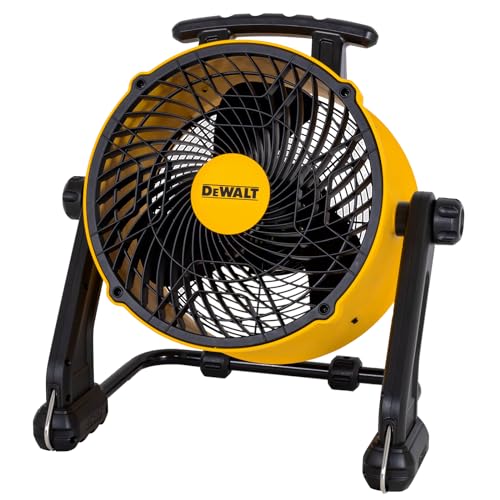 DEWALT DXF1616 16 Inch Heavy Duty Floor Fan, High Velocity Barrel Shop Fan, 3-Speed Powerful Cooling Drum Fan with 4000 CFM, 360° Adjustable Tilting Airflow Fan for Warehouse, Workshop, Factory, Basement