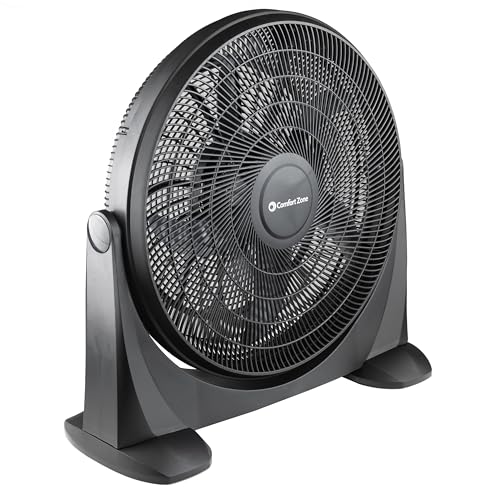 Comfort Zone MTACF20 High Velocity Floor Fan with 180 Degree Adjustable Tilt, 20 inch, 3 Speed, Ideal for Home, Bedroom, & Office