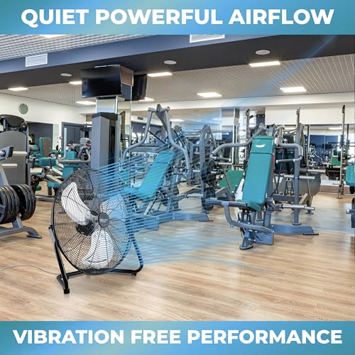 Comfort Zone CZHV20BK Cradle Floor Fan, Electric, High-Velocity,180 Degree Adjustable Tilt, 20 inch, 3 Speed, Carry Handle, Rubber Feet, Metal, Airflow 19.46 ft/sec, Ideal for Garage or Workshop