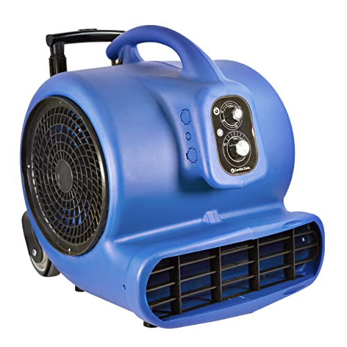 Comfort Zone CZBC101T 1 HP Stackable High-Velocity Carpet Dryer with Timer, Auto Shut-Off, Telescopic Handle, and Wheels, Blue
