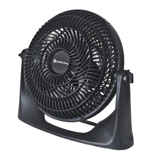 Comfort Zone CZHV101BS PowrCurve Floor Fan with Wall-Mounting Capabilities, 9 inch, 3-Speed, 180 Degree Adjustable Tilt, 6 Blades, Ideal for Home, Bedroom & Office (Bracket Included)