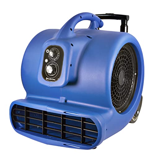 Comfort Zone CZBC101T 1 HP Stackable High-Velocity Carpet Dryer with Timer, Auto Shut-Off, Telescopic Handle, and Wheels, Blue