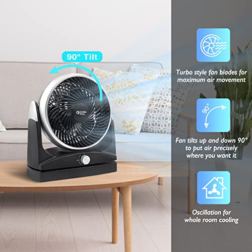 Comfort Zone CZHV81TBK Oscillating Desk Fan with 180-Degree Adjustable Tilt, 8 inch, 3 Speed, Quiet, Table Fan, Electric, Durable, Ideal for Home, Bedroom & Office