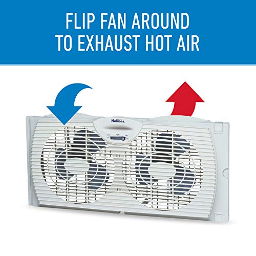 Holmes HAWF2021-N Window Fan with Twin 6-Inch Reversible Airflow Blades, White