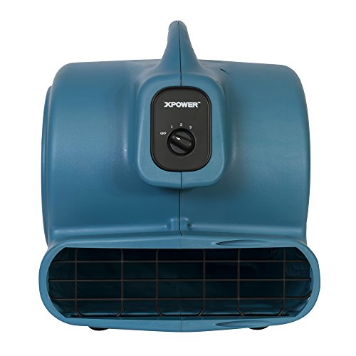 XPOWER X-830 Pro 1 HP 3600 CFM Centrifugal Air Mover, Carpet Dryer, Floor Fan, Blower, for Water Damage Restoration, Janitorial, Plumbing, Home Use Blue