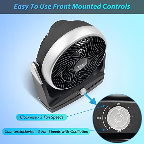 Comfort Zone CZHV81TBK Oscillating Desk Fan with 180-Degree Adjustable Tilt, 8 inch, 3 Speed, Quiet, Table Fan, Electric, Durable, Ideal for Home, Bedroom & Office