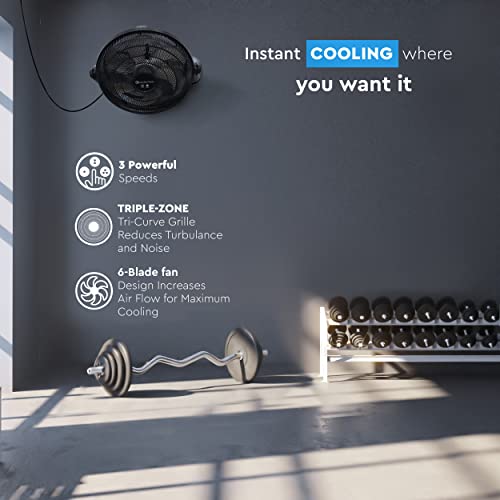 Comfort Zone CZHV201BS PowrCurve High Velocity Floor Fan with Wall-Mounting Capabilities, 20 inch, 3 Speed, 180 Degree Adjustable Tilt, Ideal for Home, Bedroom, Gym & Office