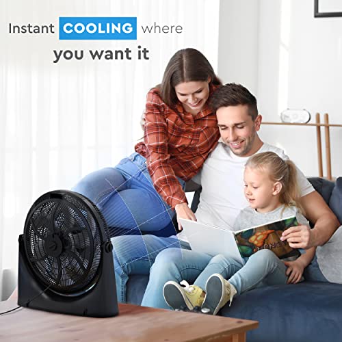 Comfort Zone CZHV201BS PowrCurve High Velocity Floor Fan with Wall-Mounting Capabilities, 20 inch, 3 Speed, 180 Degree Adjustable Tilt, Ideal for Home, Bedroom, Gym & Office