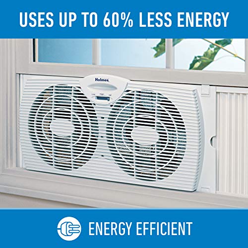 Holmes HAWF2021-N Window Fan with Twin 6-Inch Reversible Airflow Blades, White