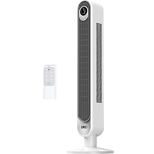Dreo Tower Fan 42 Inch, Cruiser Pro T1 Quiet Oscillating Bladeless Fan with Remote, 6 Speeds, 4 Modes, LED Display, 12H Timer, White Floor Standing Fan Powerful for Indoor Home Bedroom Office Room