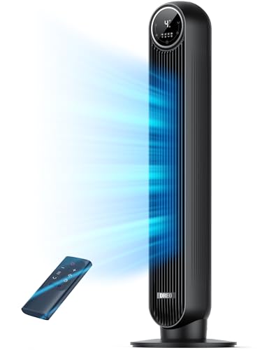 Dreo DR-HTF007 Tower Fan for Bedroom, 25ft/s Velocity Quiet Floor Fan, 90° Oscillating Fans for Indoors with 4 Speeds, 4 Modes, 8H Timer, Standing Fans, Bladeless Fan, Black, Nomad One
