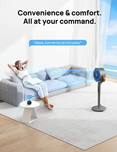 Dreo PolyFan 513S Pedestal Fan with Remote, PolyFan 513S, 43'' Quiet Standing Fan for Home Bedroom, 120°+105° Smart Oscillating Floor Fans with Wi-Fi/Voice Control, Works with Alexa/Google, 6 Modes, 8 Speeds