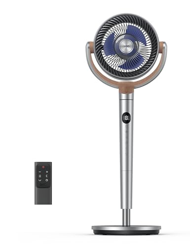Dreo PolyFan 502 Standing Fan, 120°+120°Omni-directional Oscillating Fan For Bedroom, 80 ft Circulator With Remote, DC Motor Quiet Pedestal Fans, Adjustable Height, 8 Speeds, 3 Modes, 8H Timer, Home, PolyFan 502