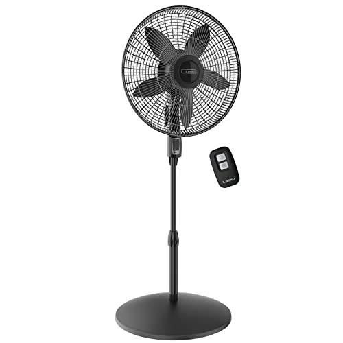Lasko S18440 Oscillating Pedestal Fan, Adjustable Height, Remote Control, 4 Speeds, for Bedroom, Living Room, Home Office and College Dorm Room, 18", Black