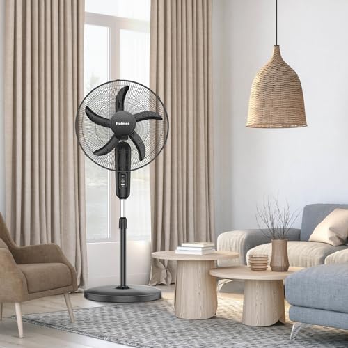 HOLMES 32510149 18" Stand Fan, 75° Oscillation, 3 Speeds, 5 Blades, Adjustable Height, 25° Head Tilt, Ideal for Home, Bedroom or Office, Black