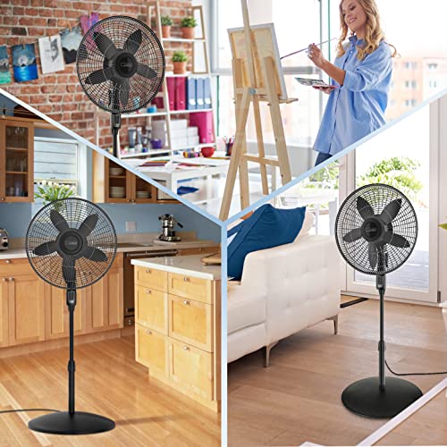 Lasko S18440 Oscillating Pedestal Fan, Adjustable Height, Remote Control, 4 Speeds, for Bedroom, Living Room, Home Office and College Dorm Room, 18", Black