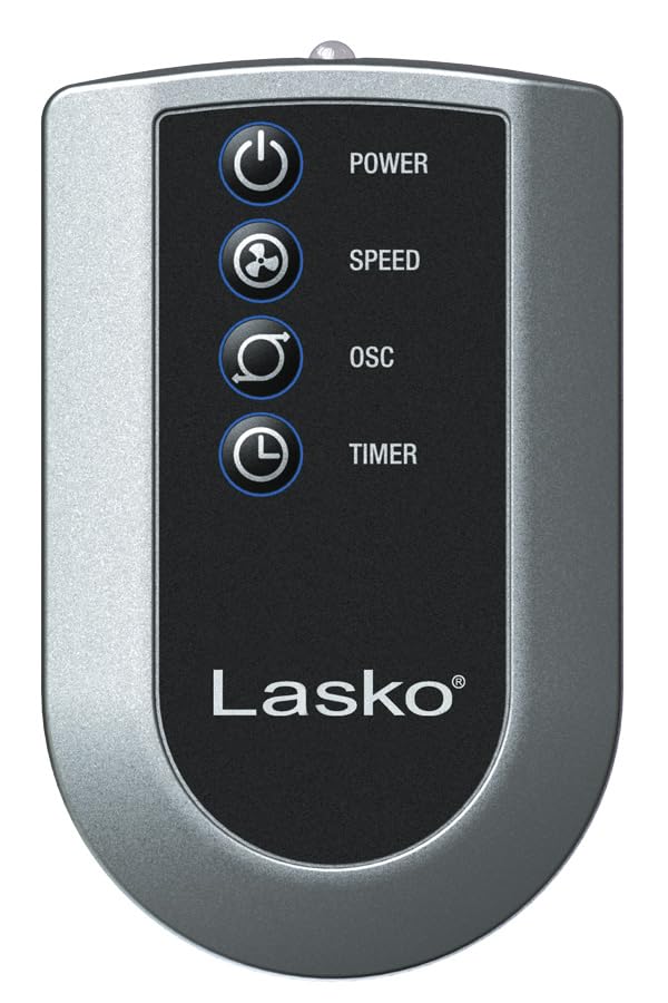 Lasko U35115 Oscillating High Velocity Tower Fan, Remote Control, Timer, 3 Powerful Speeds, for Garage, Basement and Gym, 35" Silver and Black