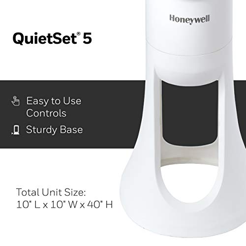Honeywell HYF260 Quiet Set Whole Room Tower Fan, White