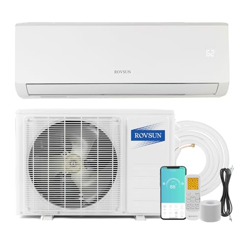 ROVSUN G46000565 9000BTU Wifi Enabled Mini Split Air Conditioner & Heater, 19 SEER 115V Energy Saving Inverter Ductless Wall AC Unit with Pre-Charged Condenser, Heat Pump & Installation Kit