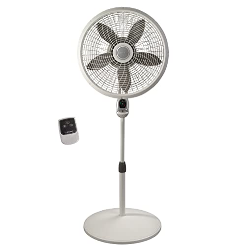 Lasko 1885 Cyclone Pedestal Fan, Adjustable Height, Remote Control, Timer, 3 Speeds, for Bedroom, Kitchen, Office and Living Room, 18", White