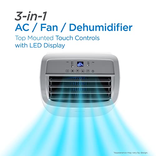 BLACK+DECKER BPACT10WT 10,000 BTU Portable Air Conditioner up to 450 Sq.Ft. with Remote Control,White