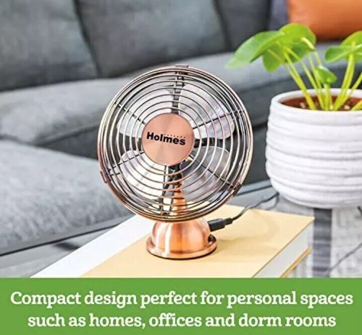 HOLMES Heritage 4-Inch Mini USB Desk Fan Brushed Copper, Open Box